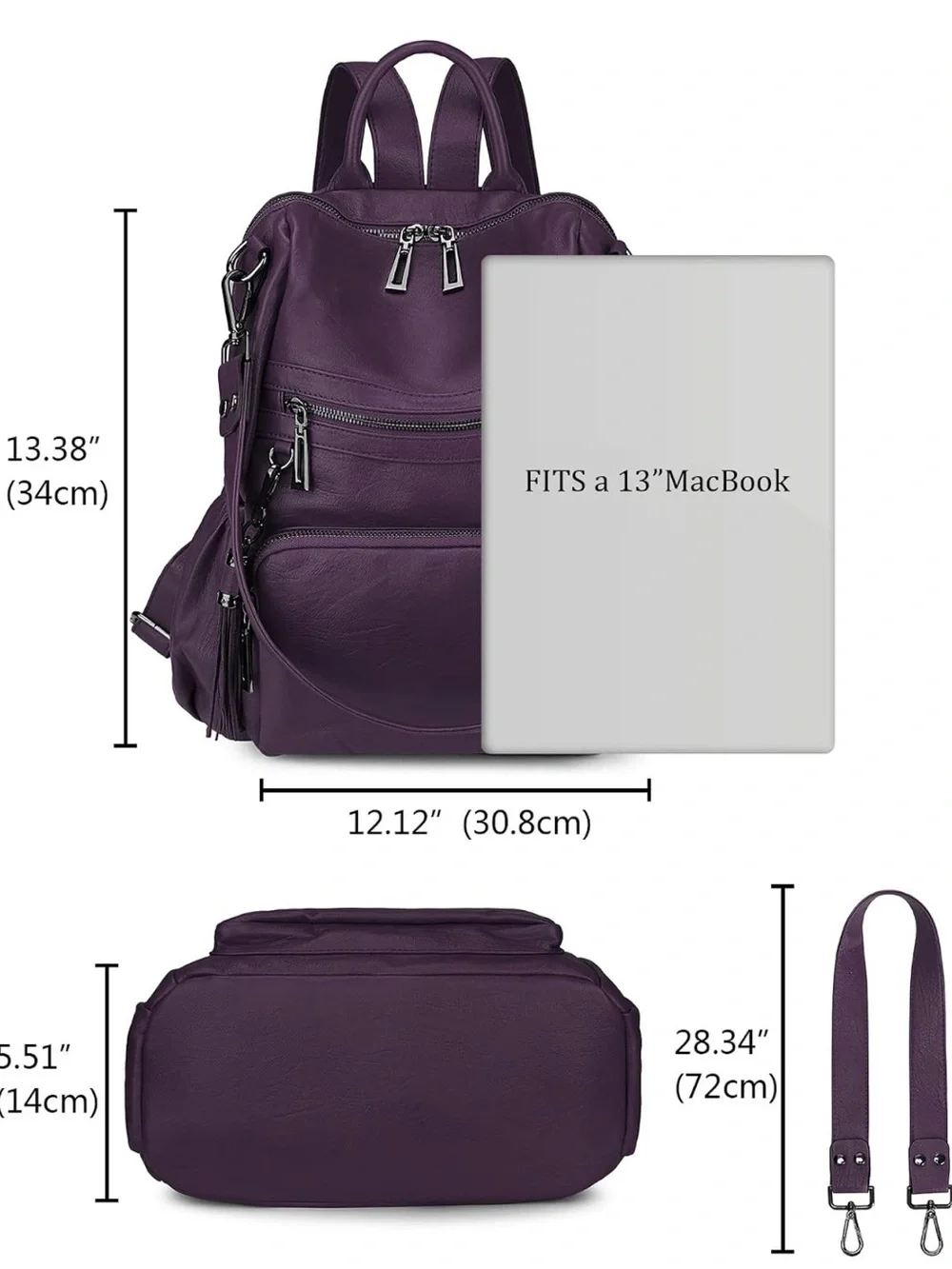 Uromee Purple Vegan Leather Backpack